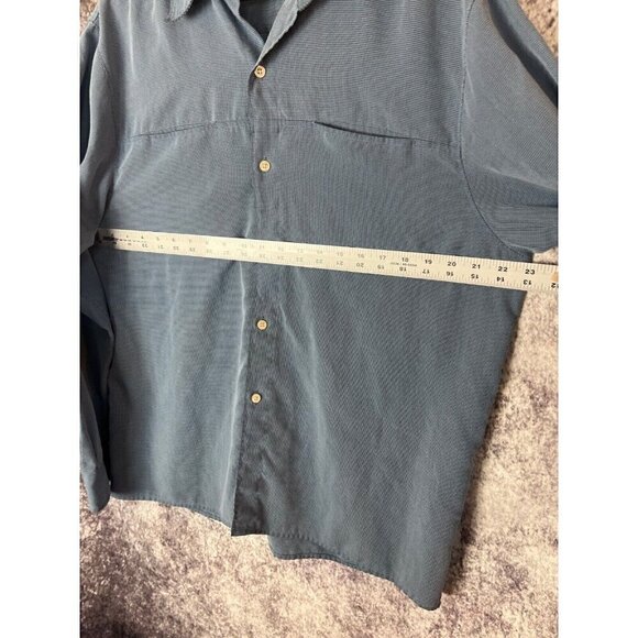 Vintage Guess Shirt Mens L Blue Micro Houndstooth Viscose Button Down Unique 90s - Picture 10 of 15